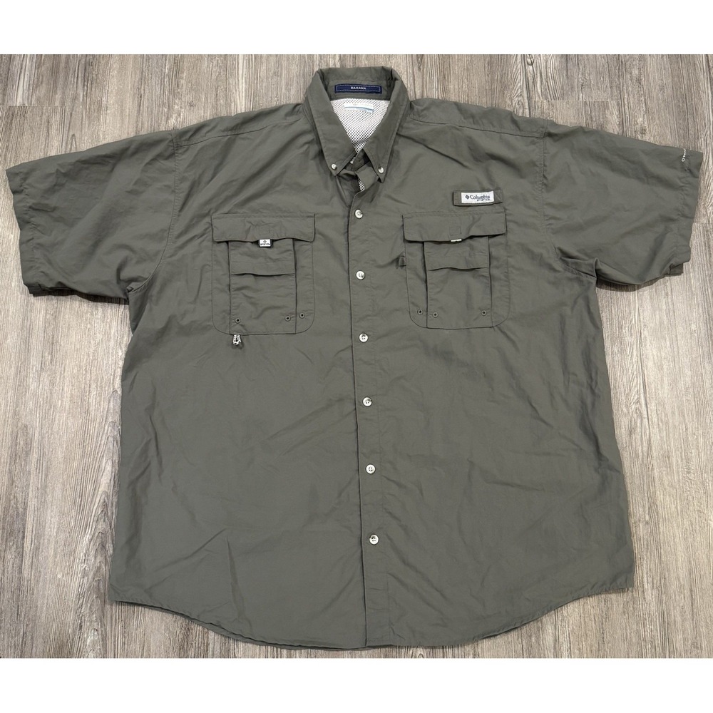Columbia Bahama II Fishing Shirt Mens XL Gray Short Sleeve PFG FM7047
